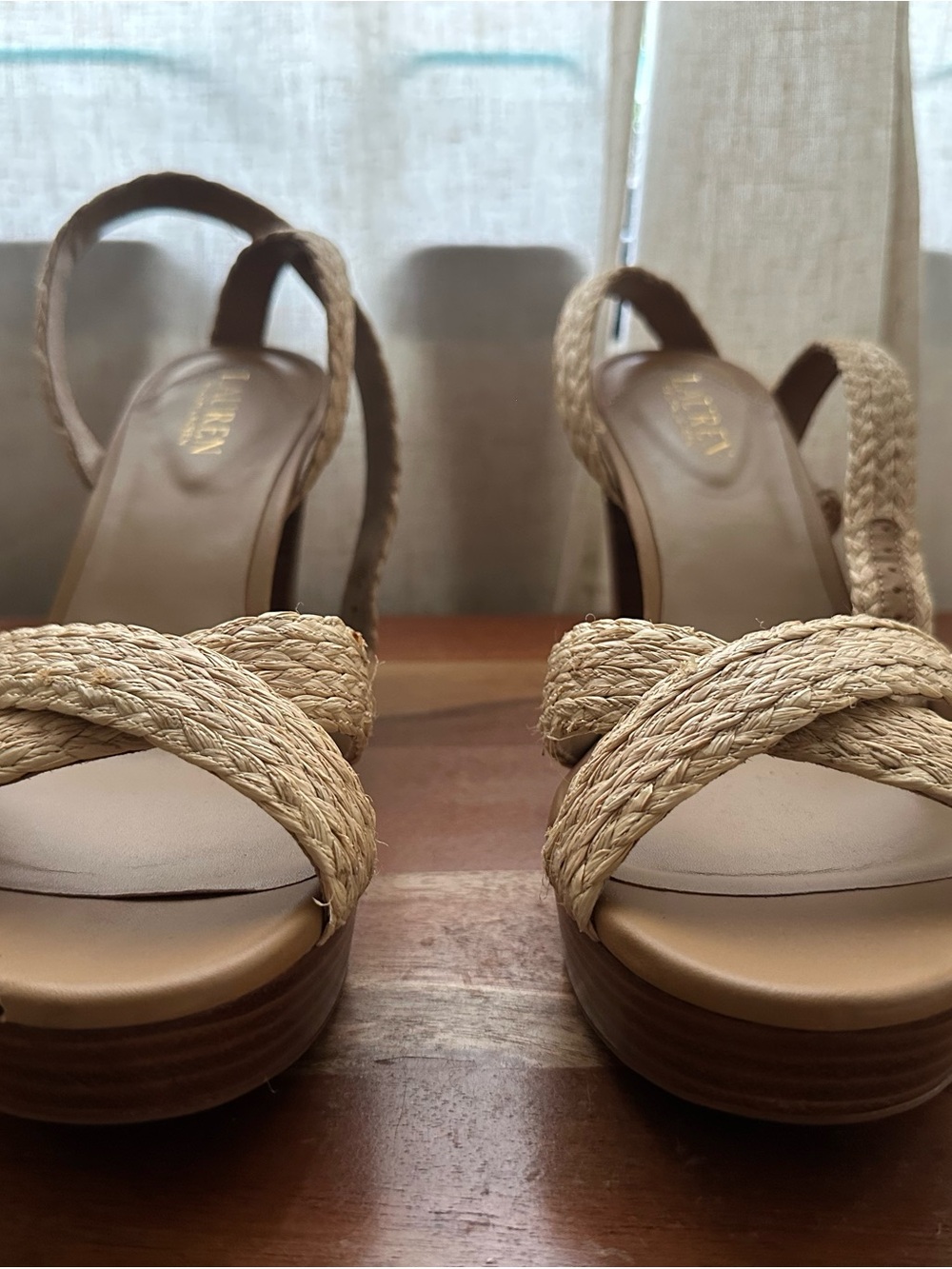 Ralph Lauren Natural Braided Espadrille Platform Sandal - Picture 6 of 11